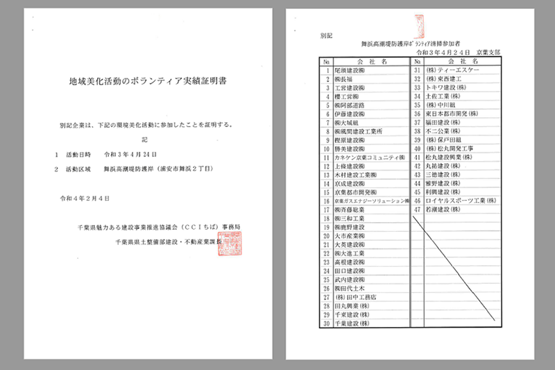 ボランティア実績証明書